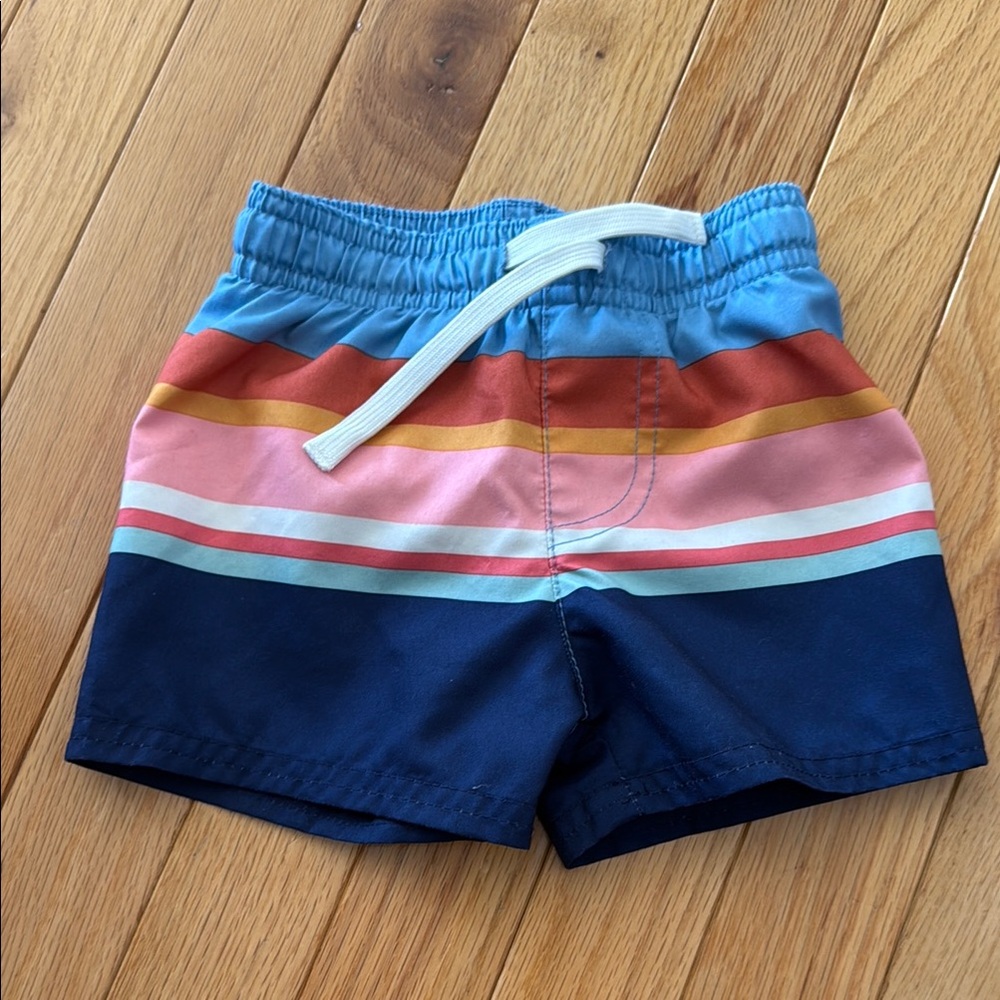 Colorful Striped Swim Trunks